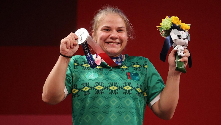 Polina Guryeva won the first ever Olympic medal, silver, for Turkmenistan. © 2021 Getty Images