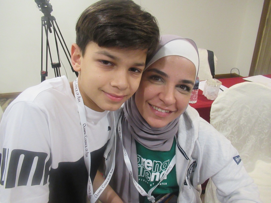 Bana Zein and her son Saeed Damaj at the Pearl Hotel in Kuala Lumpur. © OCA