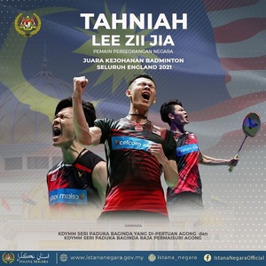 King of Malaysia praises new badminton hero Lee Zii Jia