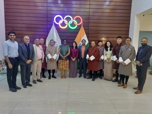 Bhutan NOC Secretary General Sonam Karma Tshering leads delegation on visit to India
