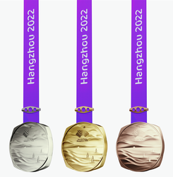 <p>On June 15, the 100-day countdown to the Hangzhou Asian Games, the medal of the 19th Asian Games was released.</p>
<p>The medal of the 19th Asian Games is named Shan Shui, which is another core element of the Asian Games, along with the official emblem Tides Surging, mascots Congcong, Chenchen, Lianlian, colour system Meeting the World and torch Eternal Flame. It is an important addition to the overall aesthetic of the event.</p>
<p>Shan Shui is characterized by the ceremonial jade Cong in the Liangzhu Culture (5,300BC-4,300BC). This square jade, integrated with a round medal, is truly unique and highly recognizable.</p>
<p>Shan Shui presents the geographical features of Hangzhou. By using protruding lines, the picture scroll of Hangzhou is outlined on the front side of the medal with misty hills on three sides and the city on one side, a rippling lake, and undulating mountains beyond. The back side is shaped like a square seal, which means the athletes leave a beautiful mark on the Hangzhou Asian Games.</p>
<p>Shan Shui expresses the temperament of Hangzhou as the capital of ecological civilization, with natural landscape, clear water and green hills, creating invaluable assets, casting gold and silver medals.</p>
<p>Shan Shui shows the sportsmanship of climbing the heights. Reaching the top, one will become even higher. On the way to the summit, athletes strive hard, challenge themselves, and surmount one peak after another.</p>
<p>The medal will be made by embossing, milling, trimming and polishing, gold and silver plating effect treatment, and protection treatment. The medal ribbon will be hand-stitched on both sides using brocade jacquard technology and environmentally friendly printing techniques. The bridge-shaped buckle at the top of the ribbon highlights the Jiangnan characteristics of the water town and the bridge town. The linking method adopts the raw ear structure of the spring buckle shaft to fix the ribbon inside the medal.</p>