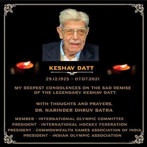 Indian Olympic Association mourns double Olympic hockey champion Datt, 95