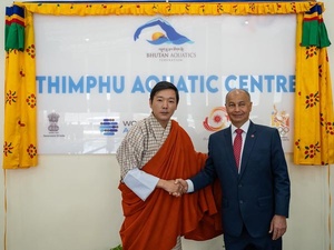 Bhutan NOC President and World Aquatics President inaugurate new pool in Thimphu