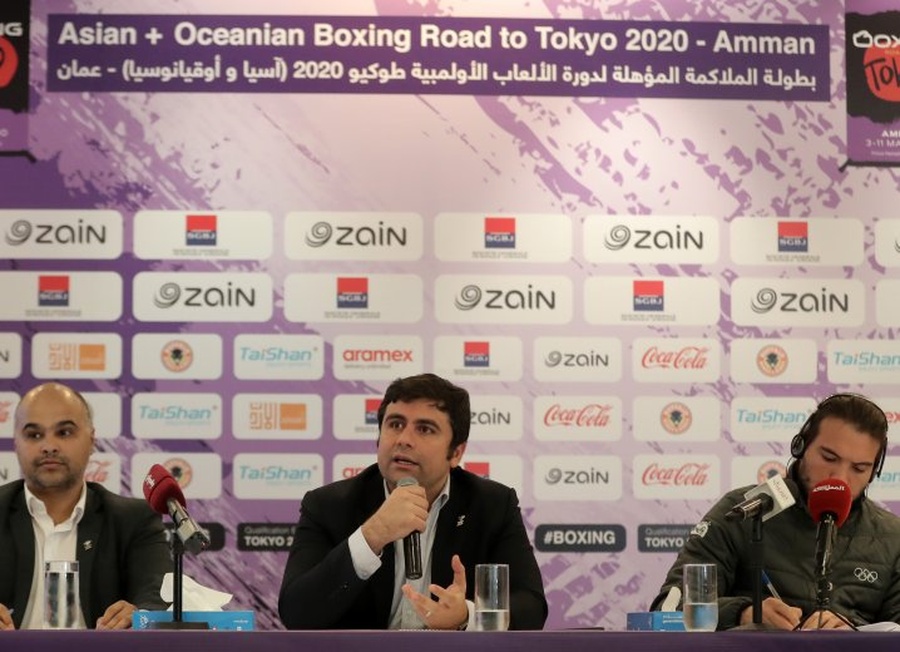 Nasser Majali addresses a press conference in the build-up to the March 3-11 boxing qualifier. © JOC