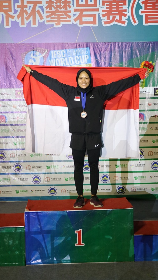 Indonesia’s double Asian Games sport climbing champion Aries Susanti Rahayu. © Facebook