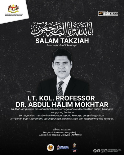Anti-doping movement grieving over Dr. Abdul Halim Mokhtar