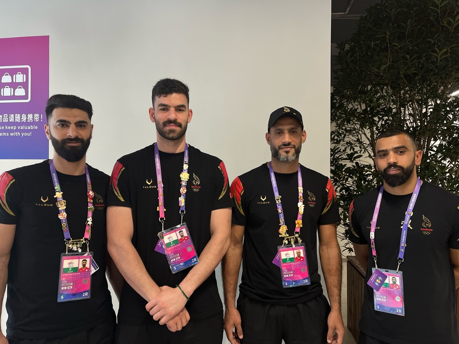 Bahrain handball players (from left): Mohammed Ahmed, Hassan Madan, Mohammed Abdulredha and Mahdi Habib.