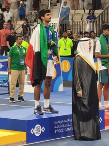 Kuwaiti Essa Qabazard brings his A-game for gold medal victory stroll in tennis men’s singles