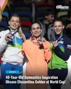 Veteran gymnast Chusovitina wins gold at Baku World Cup