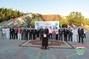 Olympic champion Dilshod Nazarov takes part in Tajikistan's Olympic Day celebrations