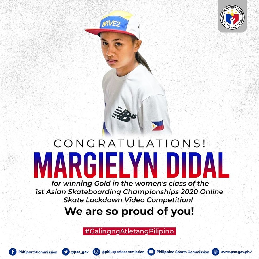 The Philippine Sports Commission congratulates Margie Didal for her most recent gold medal. © PSC Facebook