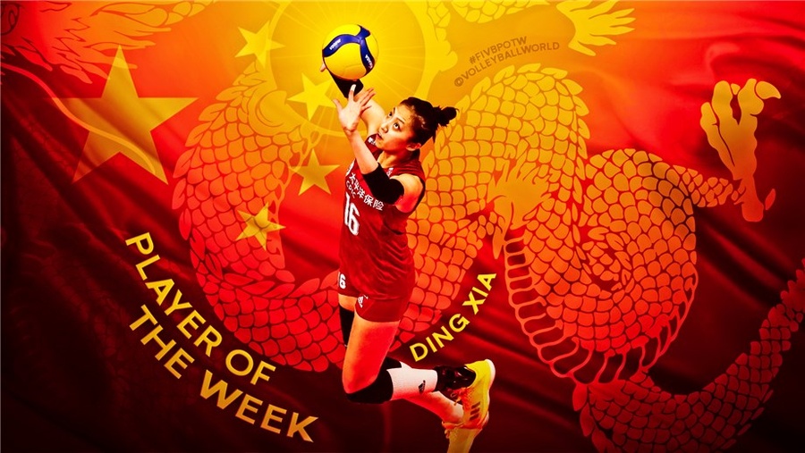 Chinese setter Ding Xia has been named FIVB Player of the Week. © FIVB