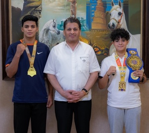 Iraq NOC President felicitates two young boxers