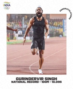 IOA congratulates ‘fastest Indian’ Gurindervir Singh