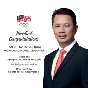 Olympic Council of Malaysia congratulates President on OCA appointment