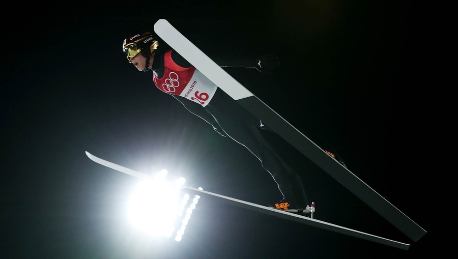 Ryoyu Kobayashi of Japan competes at PyeongChang 2018. © Getty Images