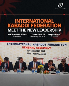 OCA’s Vinod Kumar Tiwari elected President of International Kabaddi Federation