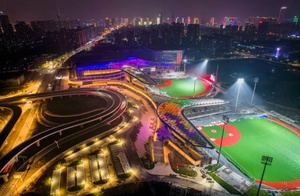 Baseball/softball centre undergoes lighting test for Hangzhou Asian Games