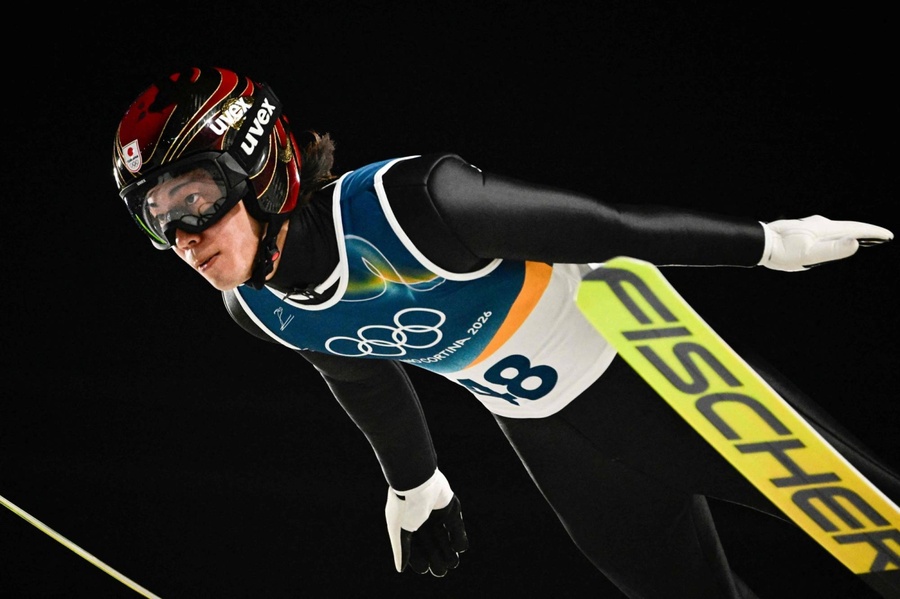 Japan’s Ren Nikaido adds men’s large hill silver to two bronze medals in the normal hill and mixed team ski jumping competition. (Photo: The Japan Times/AFP/Jiji)