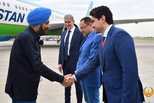 OCA Acting President Raja Randhir Singh arrives in Tashkent for EB meeting