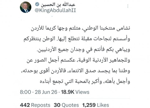 HM King Abdullah II praises Jordan's football team