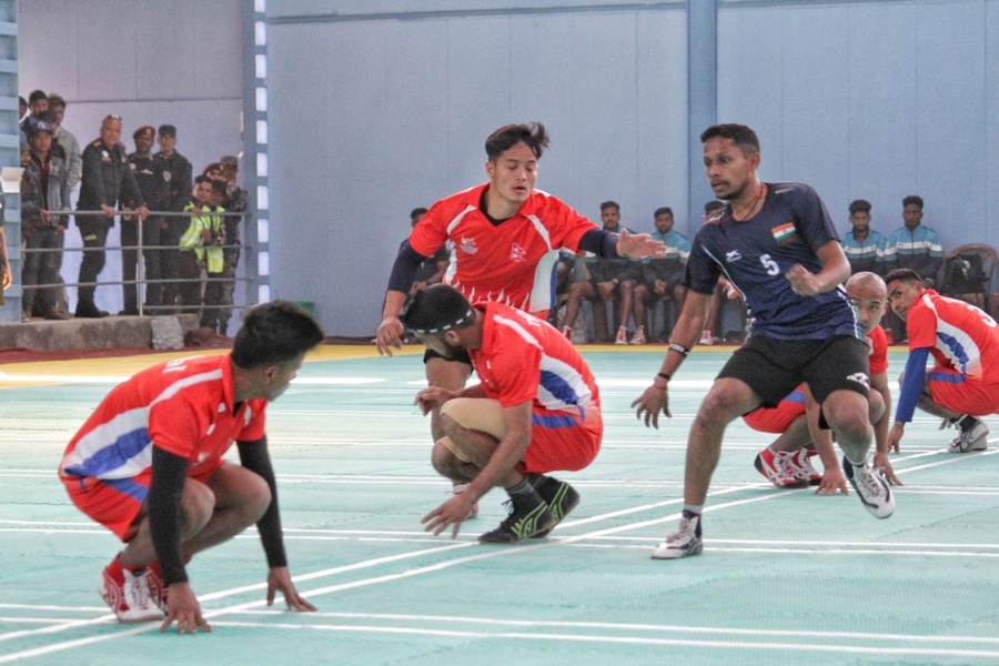 Nepal against India in kho kho action at the 13th South Asian Games on Monday, December 2.