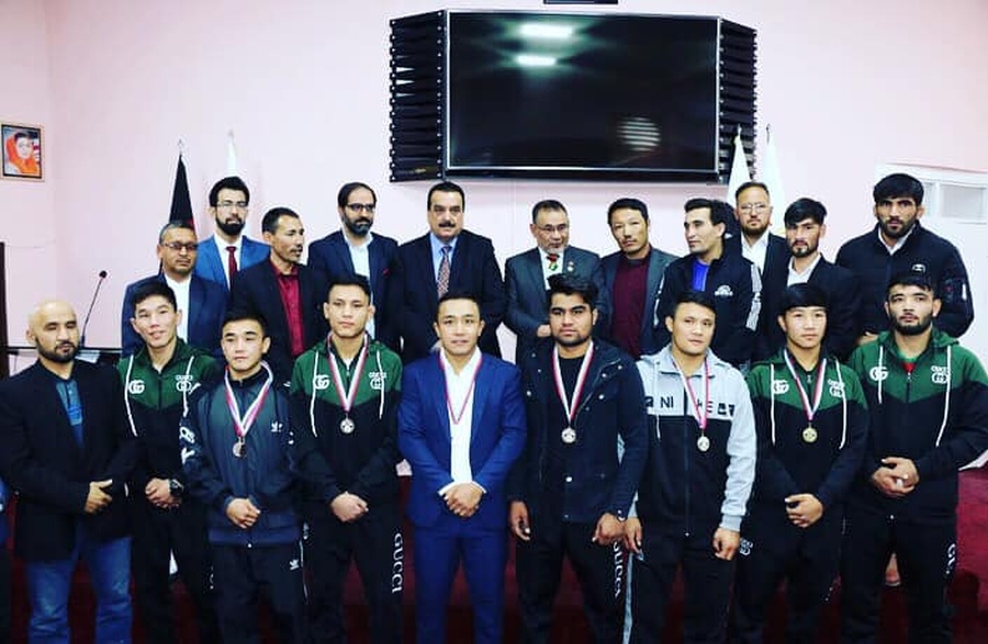The jujitsu athletes are given an official reception by the Afghanistan NOC.  © OlympicOfficial.af·Sports