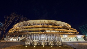 Japanese PM Abe attends opening ceremony of new national stadium in Tokyo