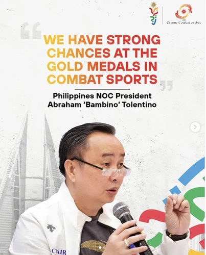 Philippines NOC President ‘Bambino’ Tolentino aiming for best-ever gold medals haul at Bahrain AYG