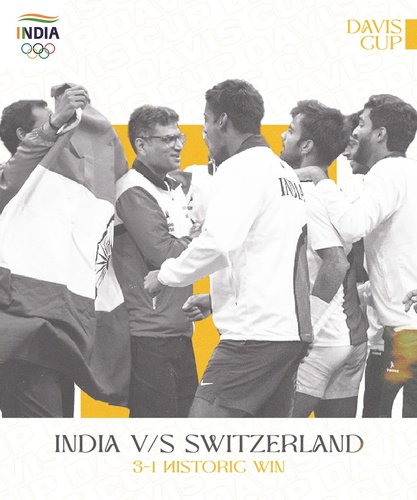 Indian Olympic Association congratulates tennis team for Davis Cup win over Switzerland