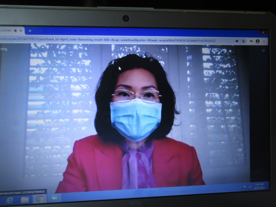 IOC Member Khunying Patama Leeswadtrakul chairs the OCA Culture Committee meeting via Zoom conference call on Saturday. © OCA