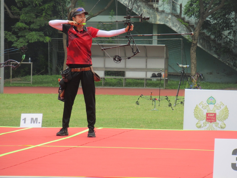 Thailand’s Kanyavee Maneesombatkul on the way to winning her second SEA Games gold in four appearances. © OCA