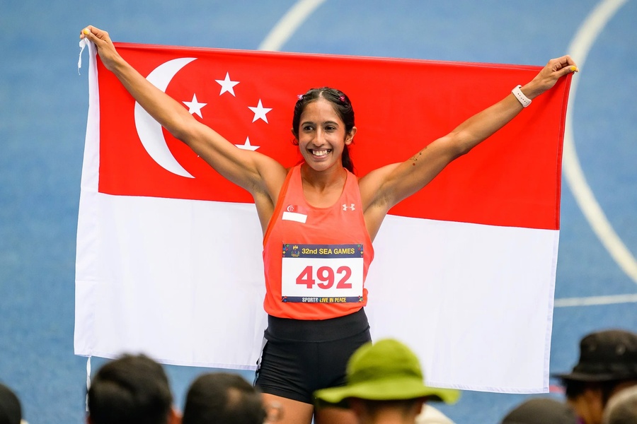 Shanti Pereira won 200m gold and 100m silver at the Hangzhou Asian Games and is one of six finalists for Sportswoman of the Year (Photo: teamsingapore.sg)