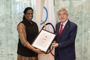 IOA President P.T. Usha visits Olympic House, Paris 2024 venues