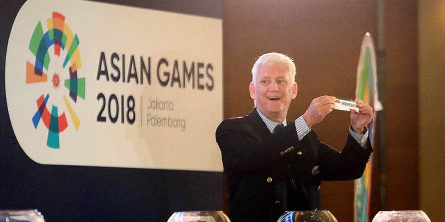 Ross Mitchell at the team sports draw for the Asian Games 2018. © Asiarugby.com