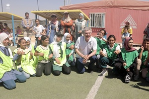 JOC President Prince Faisal accompanies IOC Chief Thomas Bach on visit to Olympic Preparation Centre and refugee camp
