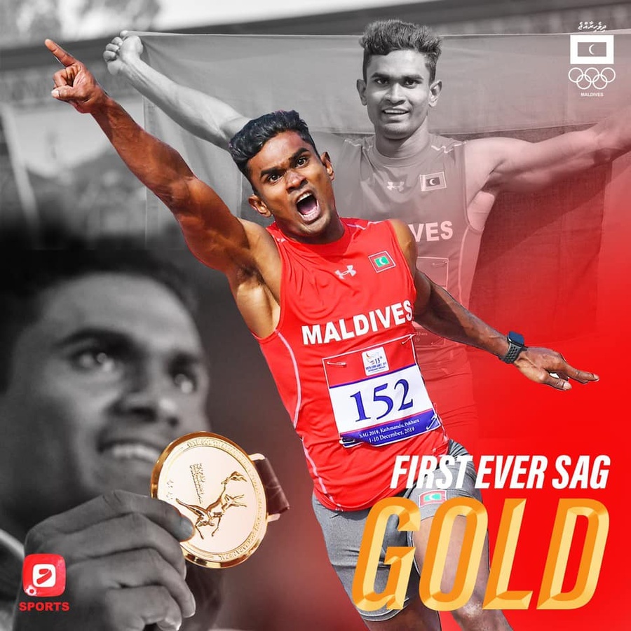 The tribute from Mihaaru Sports: "Worth the wait. After 35 long years Maldives have sealed a gold medal in the South Asian Games. Our Superman and fastest in South Asia Hassan Saaid has done it again. Our history books will decorate his name."