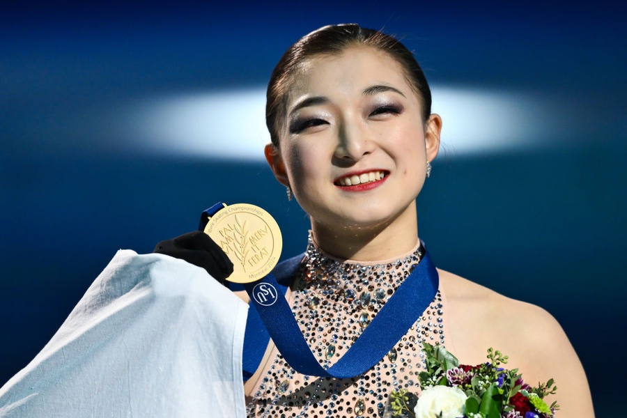 Kaori Sakamoto (JPN) won the women's free skating and world title on Friday at the ISU World Figure Skating Championships in Montreal. © ISU