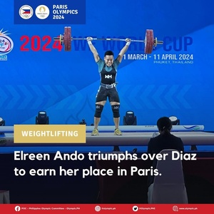 Filipina weightlifter Elreen Ando is headed for Paris but Hidilyn Diaz misses out