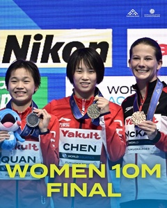 China’s Chen dives to golden hat-trick in women’s 10m platform