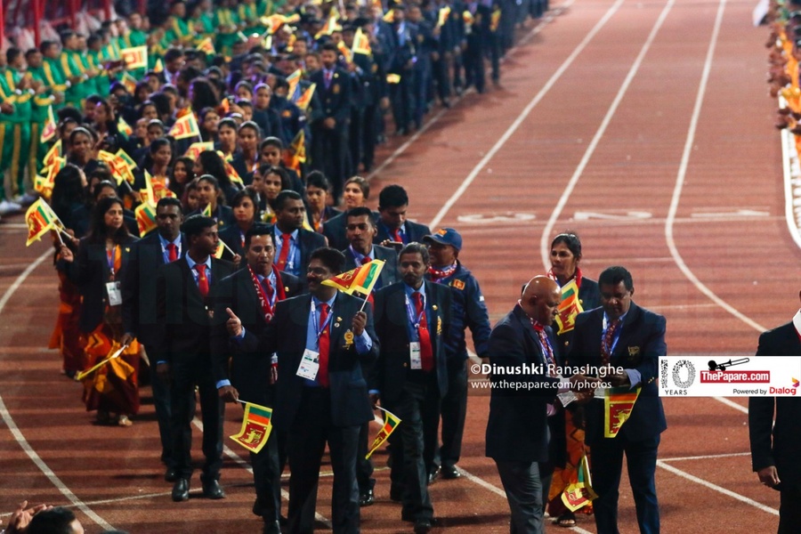 Sri Lanka at the opening ceremony of the 2019 South Asian Games in Nepal. © ThePapare.com