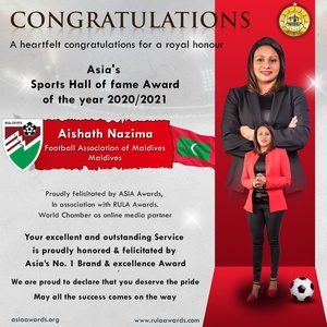 Maldives football official Aishath Nazima bags Asia’s Sports Hall of Fame Award