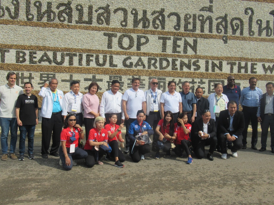 Vietnam Olympic Committee Secretary General Tran Van Manh joins the venue tour in Pattaya on Tuesday.