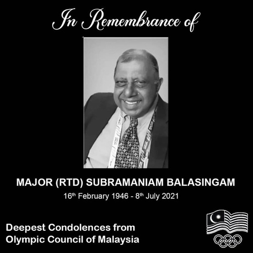 Malaysia NOC mourns boxing official Major (rtd) Subramaniam Balasingam, 75