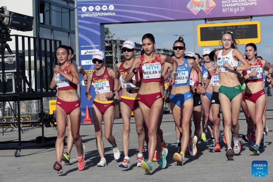 Action from the marathon race walk mixed relay at Antalya 24 (Photo: Xinhua)