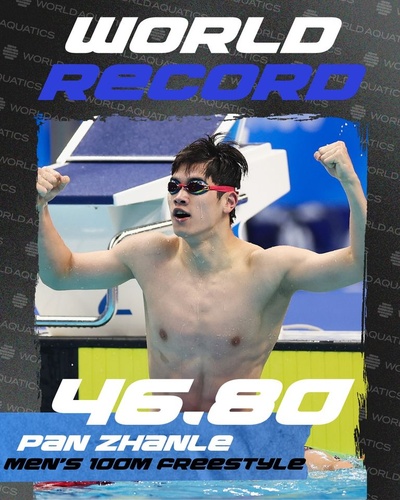 China’s Pan breaks men’s 100m freestyle world record in relay victory at Doha 2024