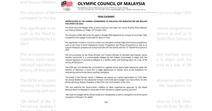 Olympic Council of Malaysia welcomes government’s hefty increase in 2026 sports budget