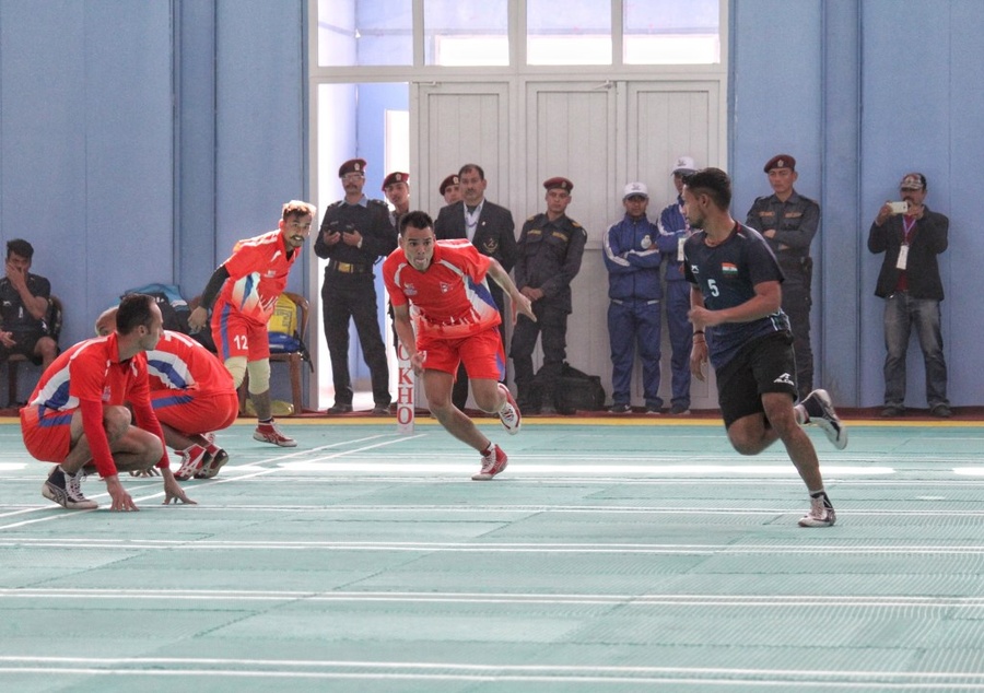 Nepal against India in kho kho action at the 13th South Asian Games on Monday, December 2.