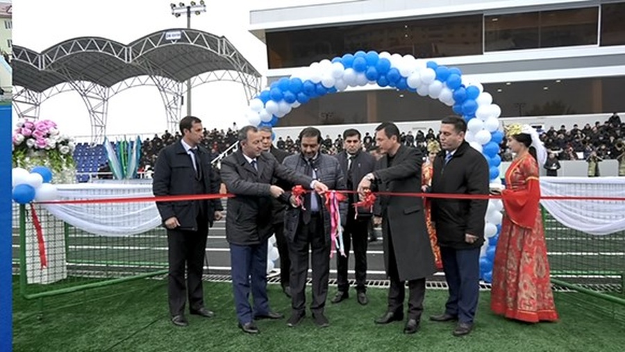 AHF Chief Executive Tayyab Ikram at the opening ceremony of the new hockey stadium in Andijan, Uzbekistan in November 2020.