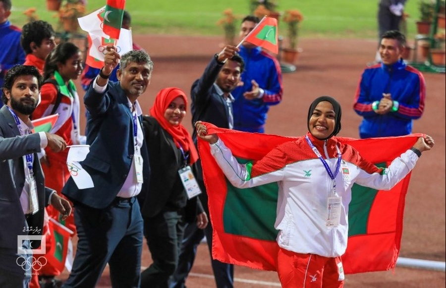 Maldives contingent at the 2019 South Asian Games in Nepal. © Maldives Olympic Committee